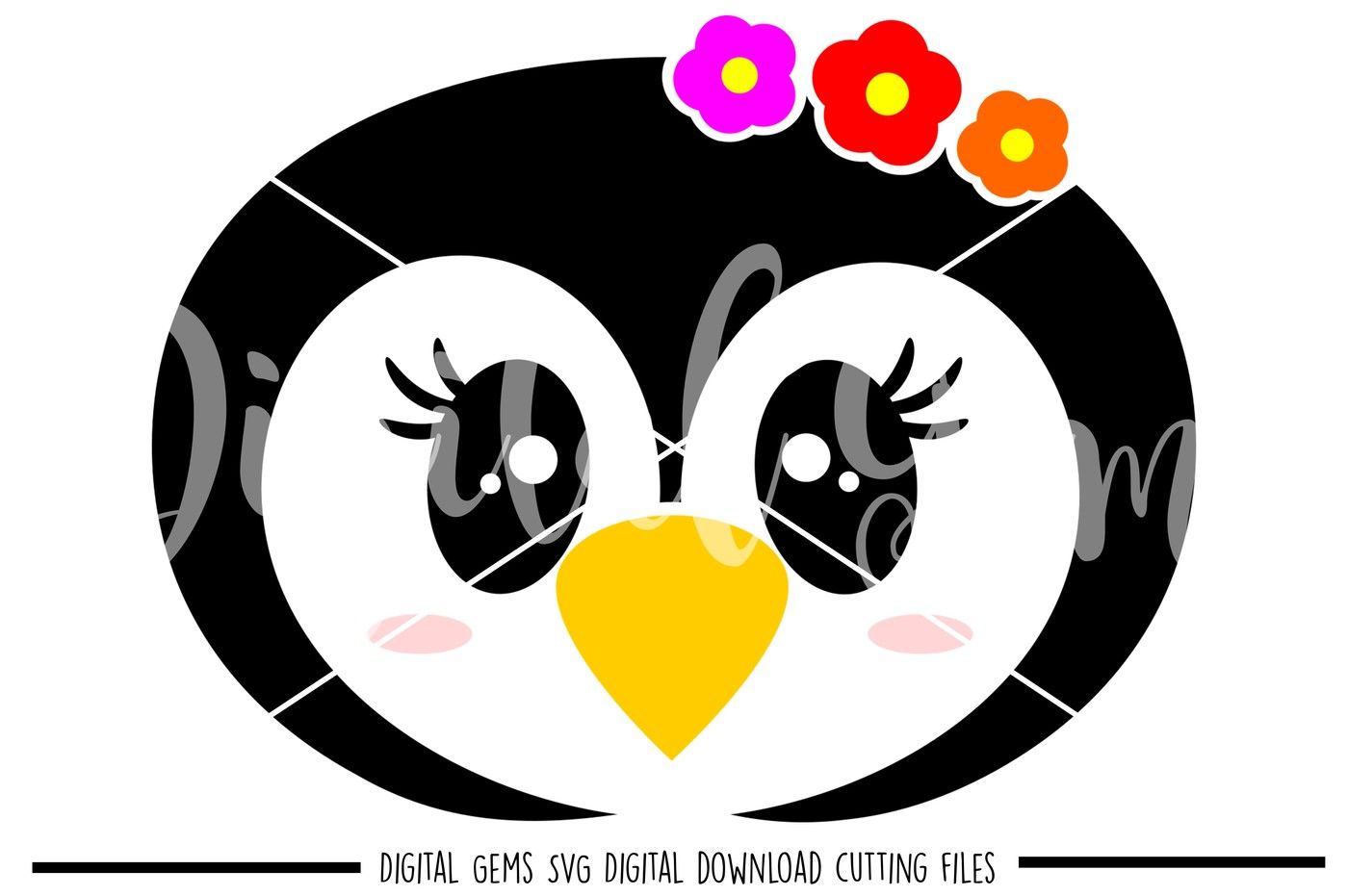 Penguin Face Svg Dxf Eps Png Files By Digital Gems Thehungryjpeg Com