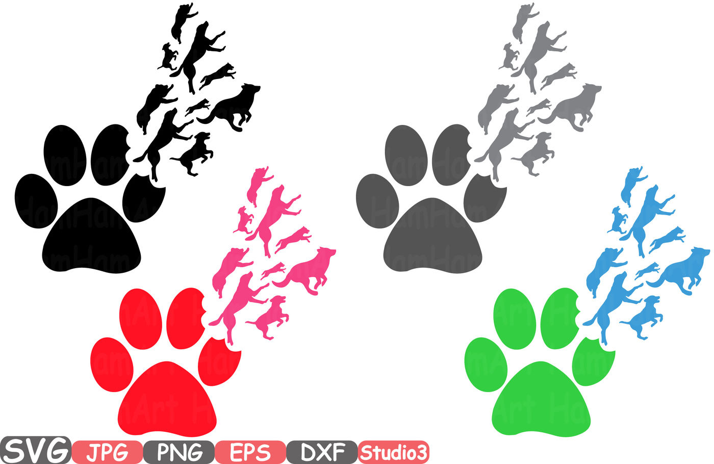 Puppy Silhouette Svg Cutting Files Pet Paw Dog Dogs Cute Animal 763s By Hamhamart Thehungryjpeg Com