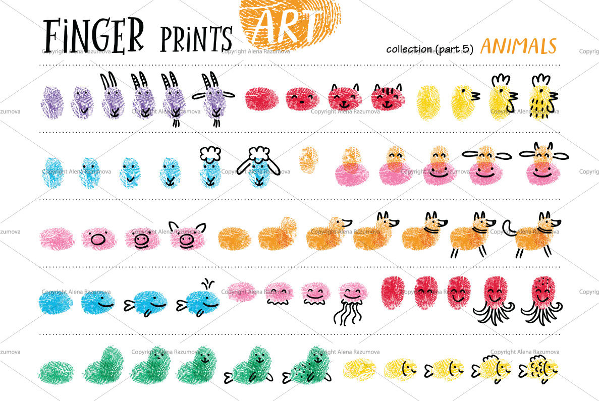 Finger prints ART By Alena Razumova | TheHungryJPEG