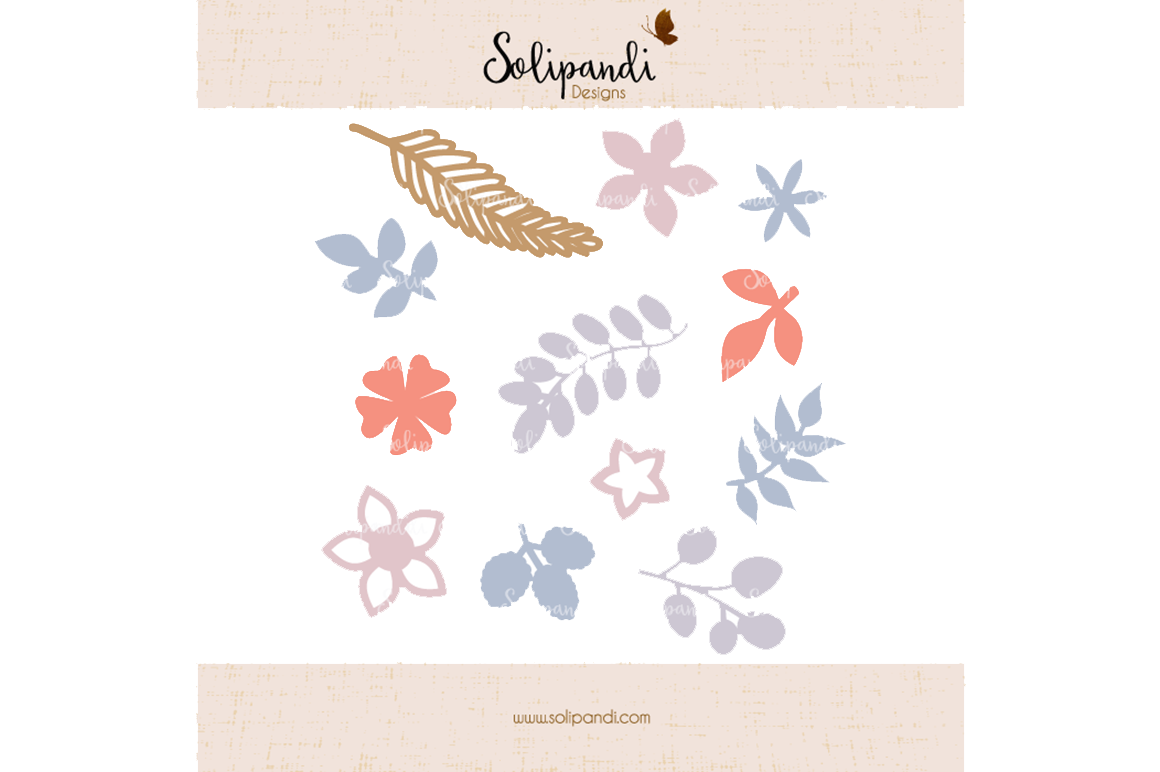Download Flowers Leaves Svg And Dxf Cut Files For Cricut Silhouette By Solipandi Designs Thehungryjpeg Com
