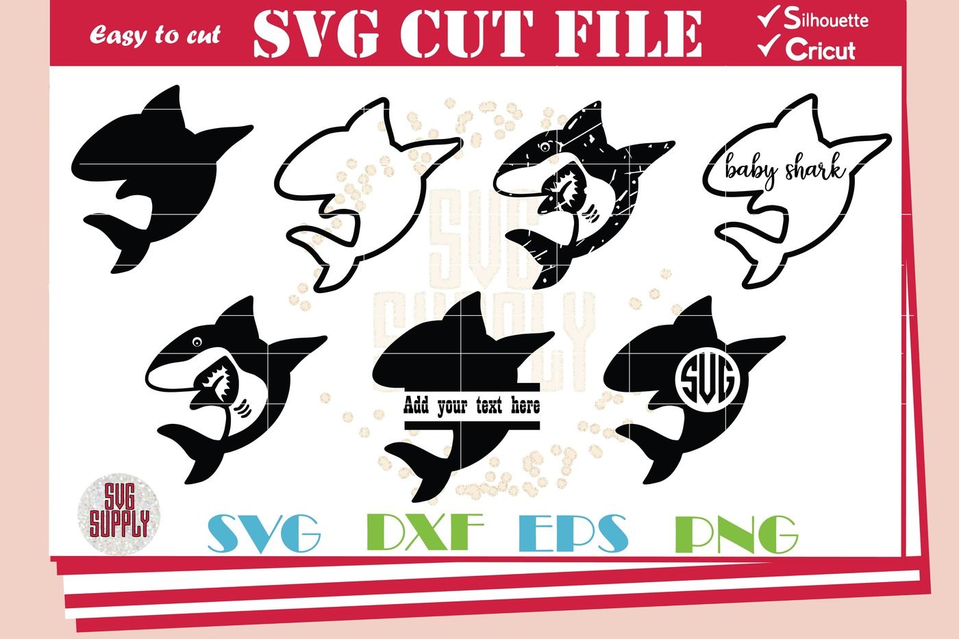 Shark Svg Shark Monogram Set Svg Cut File By Svgsupply Thehungryjpeg Com