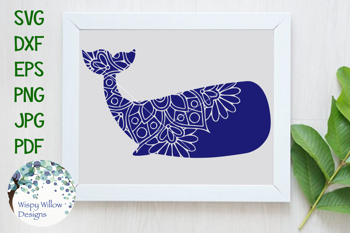 Download Floral Whale Mandala SVG/DXF/EPS/PNG/JPG/PDF By Wispy Willow Designs | TheHungryJPEG.com