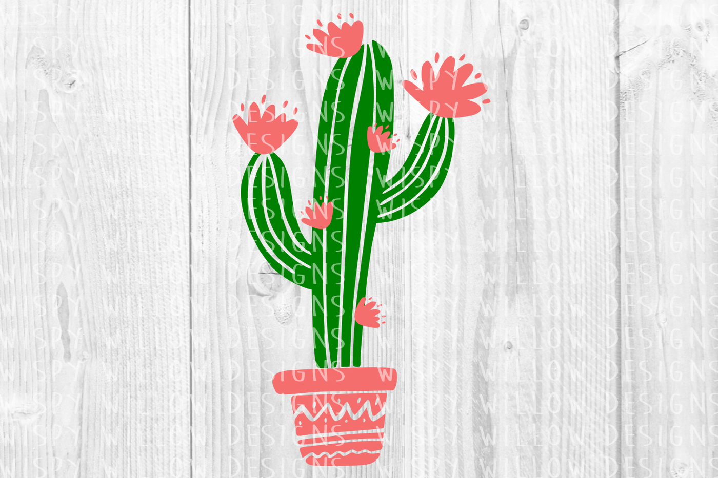 Floral Cactus Svg Dxf Eps Png Jpg Pdf By Wispy Willow Designs Thehungryjpeg Com