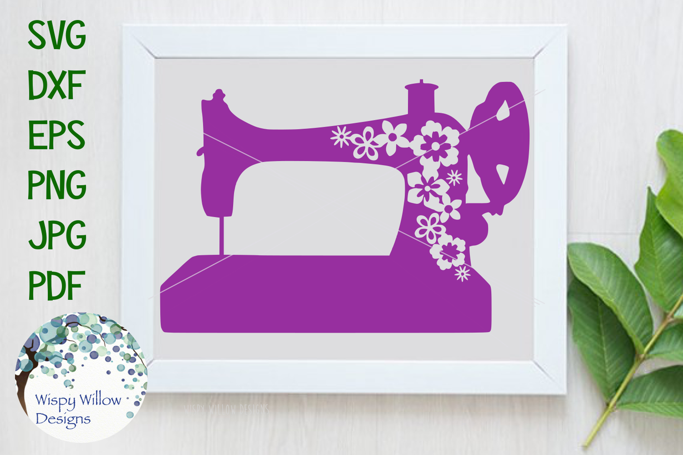 Download Floral Vintage Sewing Machine SVG/DXF/EPS/PNG/JPG/PDF By Wispy Willow Designs | TheHungryJPEG.com