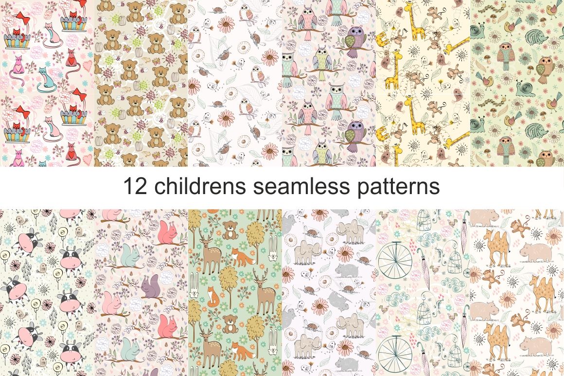 Childrens seamless patterns By Tapilipa-Art | TheHungryJPEG