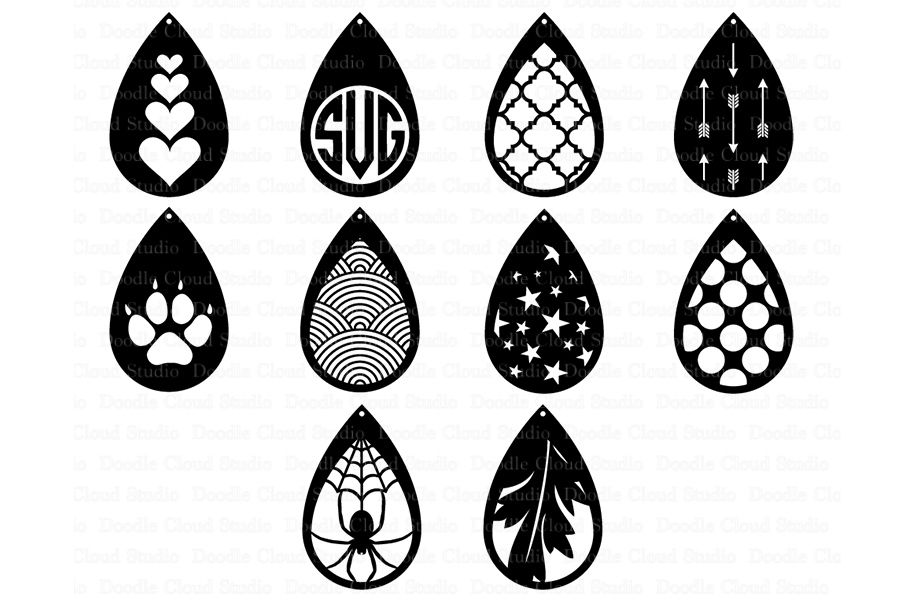 Earring Template Svg Tear Drop Earrings Cut Files By Doodle Cloud Studio Thehungryjpeg Com