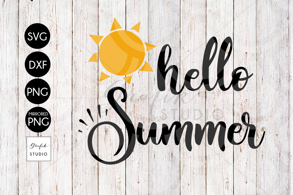 silhouette cameo png print file iron transfer svg dxf ai hello summer cut files for cricut HELLO SUMMER SVG