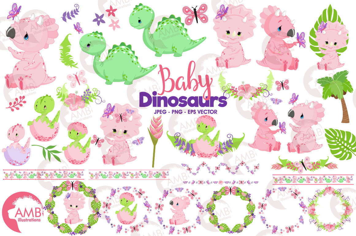 Dinosaur Clipart Baby Dinosaur Girl Dinosaurs Amb 2421 By Ambillustrations Thehungryjpeg Com