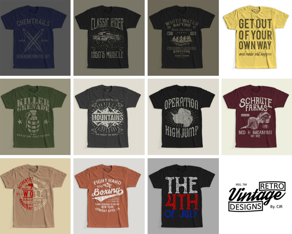 100 Retro Vintage T Shirt Designs By Cjr Designs Thehungryjpeg Com