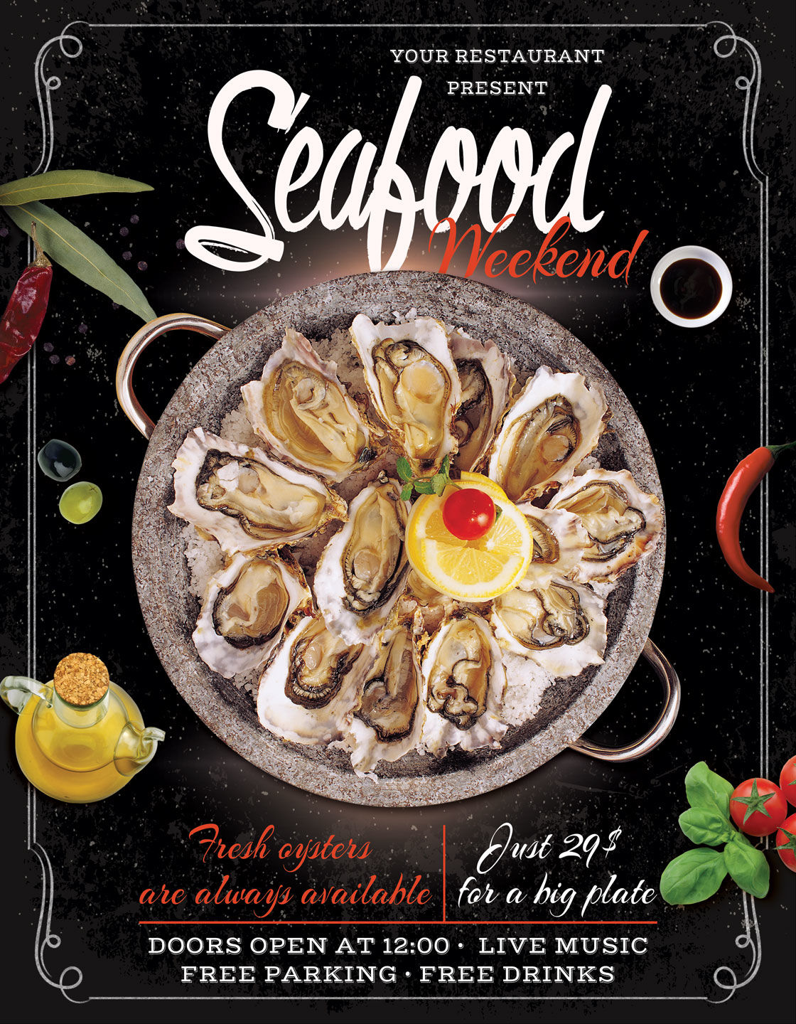 Seafood Restaurant Flyer Template By Artolus Thehungryjpeg Com