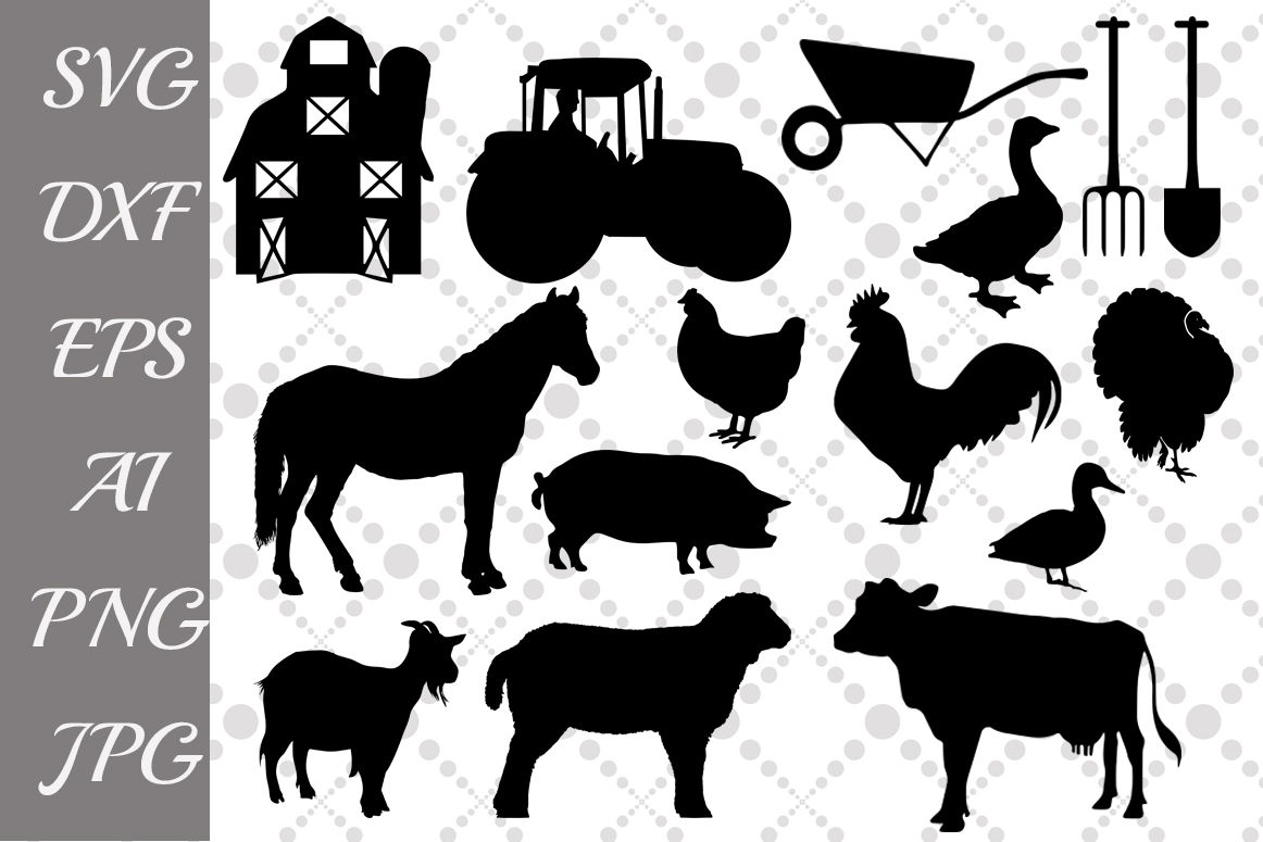 Download Farm Svg ,FARM ANIMALS, Farm Clipart,Animals Silhouette By PrettyDesignStudio | TheHungryJPEG.com