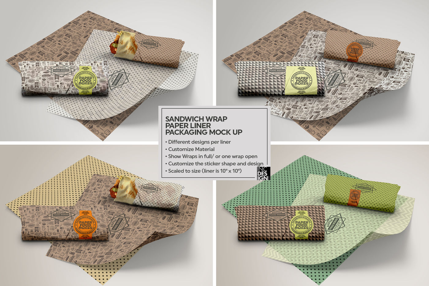 VOL 10: Paper Food Box Packaging Mockup Collection By INC Design Studio