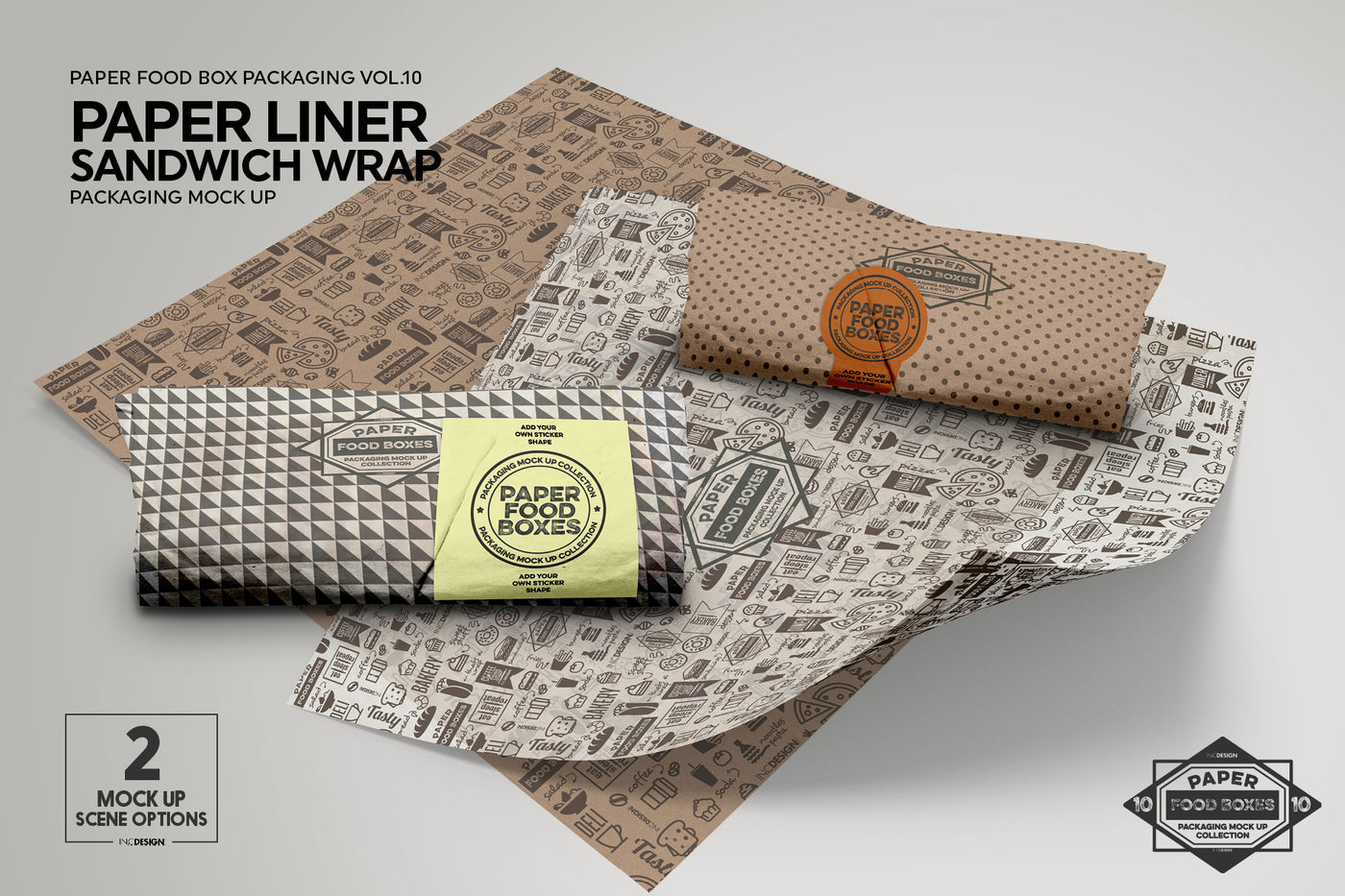 Wrap Sandwich Burrito Paper Liner Mockup By INC Design Studio