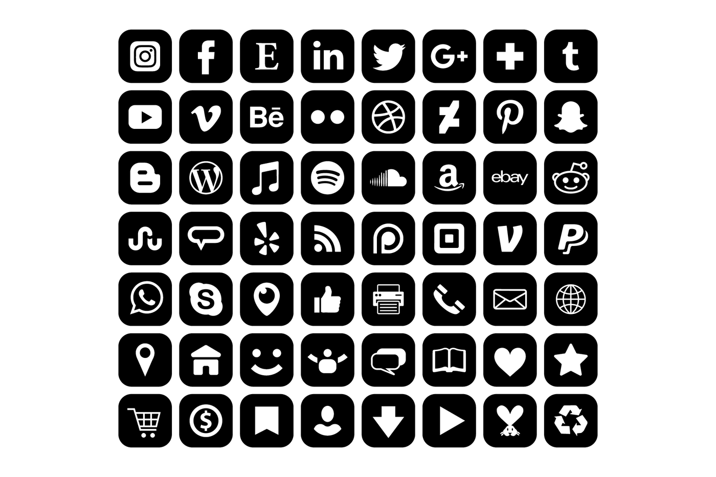 Rounded Square Black Social Media Icons By Running With Foxes