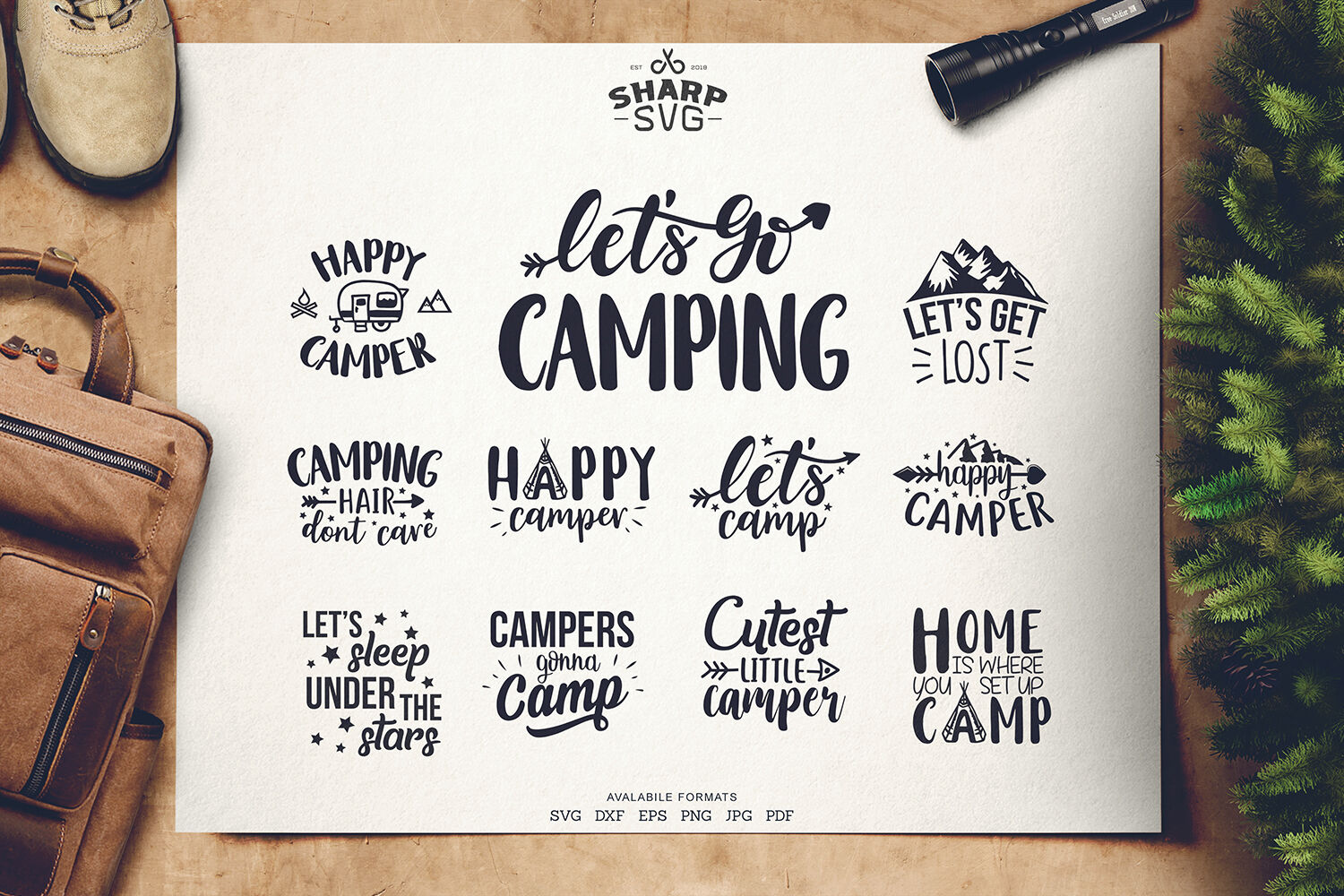 Camper Svg Happy Camper Svg Camping Svg Camping Bundle Camping By Sharpsvg Thehungryjpeg Com
