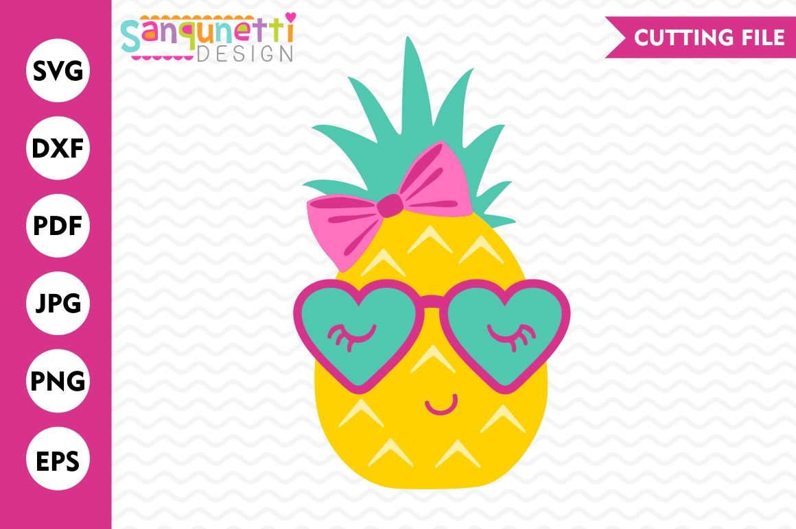 Pineapple Svg Pineapple Wearing Sunglasses Svg Tropical Svg Summer By Sanqunetti Design Thehungryjpeg Com