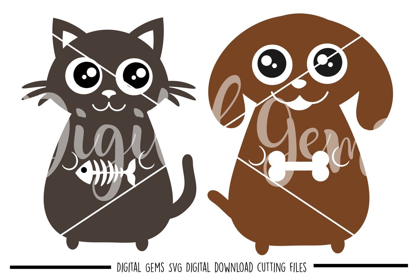 Cat and Dog SVG / DXF / EPS / PNG files By Digital Gems | TheHungryJPEG