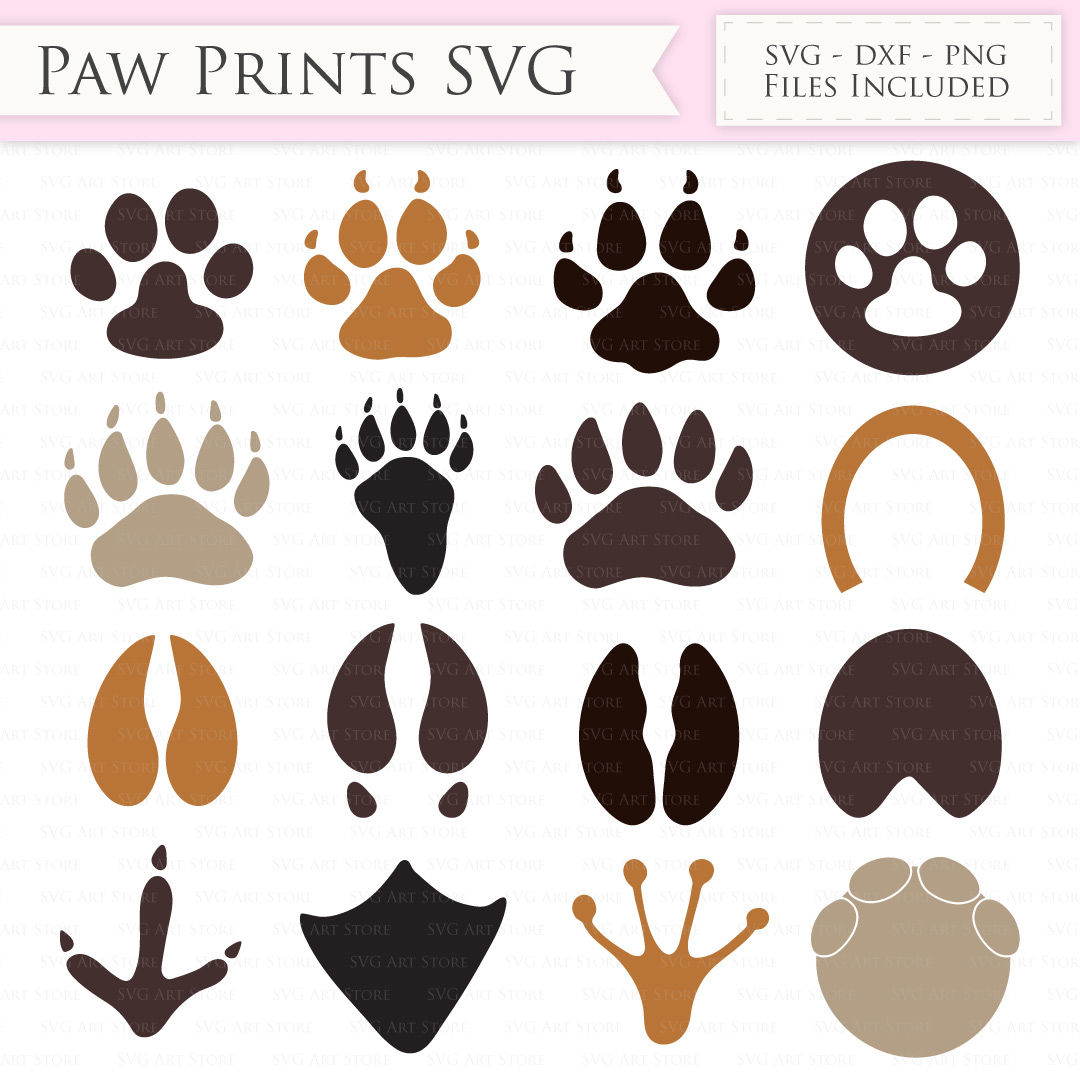 Paw Print Svg Files Animal Paw Print Cut Files By Svgartstore Thehungryjpeg Com