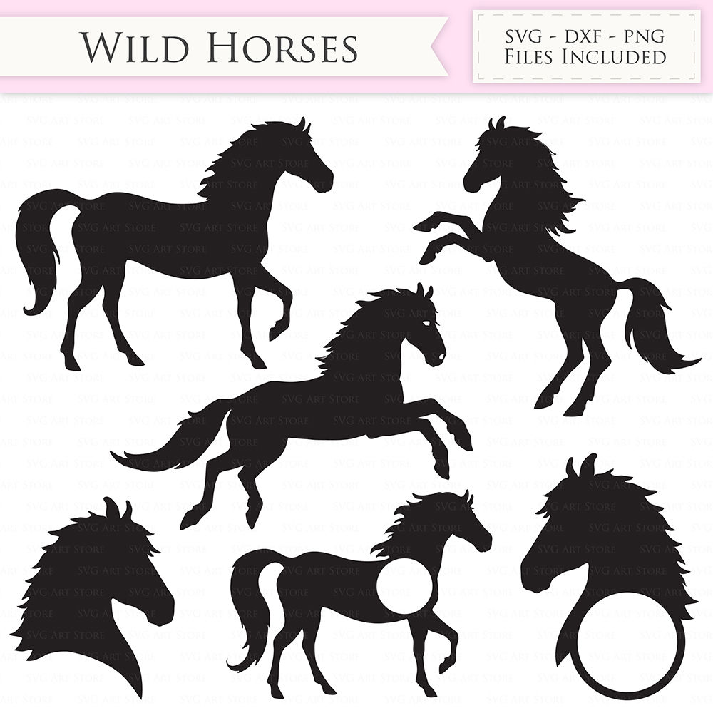 Wild Horses SVG Files - Jumping Horse - Horse Monogram Cut Files By
