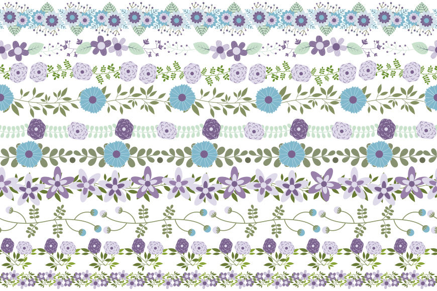 Violet mint flower border clipart, Floral border clip art divider By  Pravokrugulnik