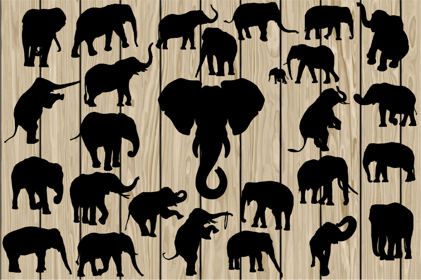 26 Elephant SVG, Elephant Vector, Elephant Silhouette Clipart, Vinyl