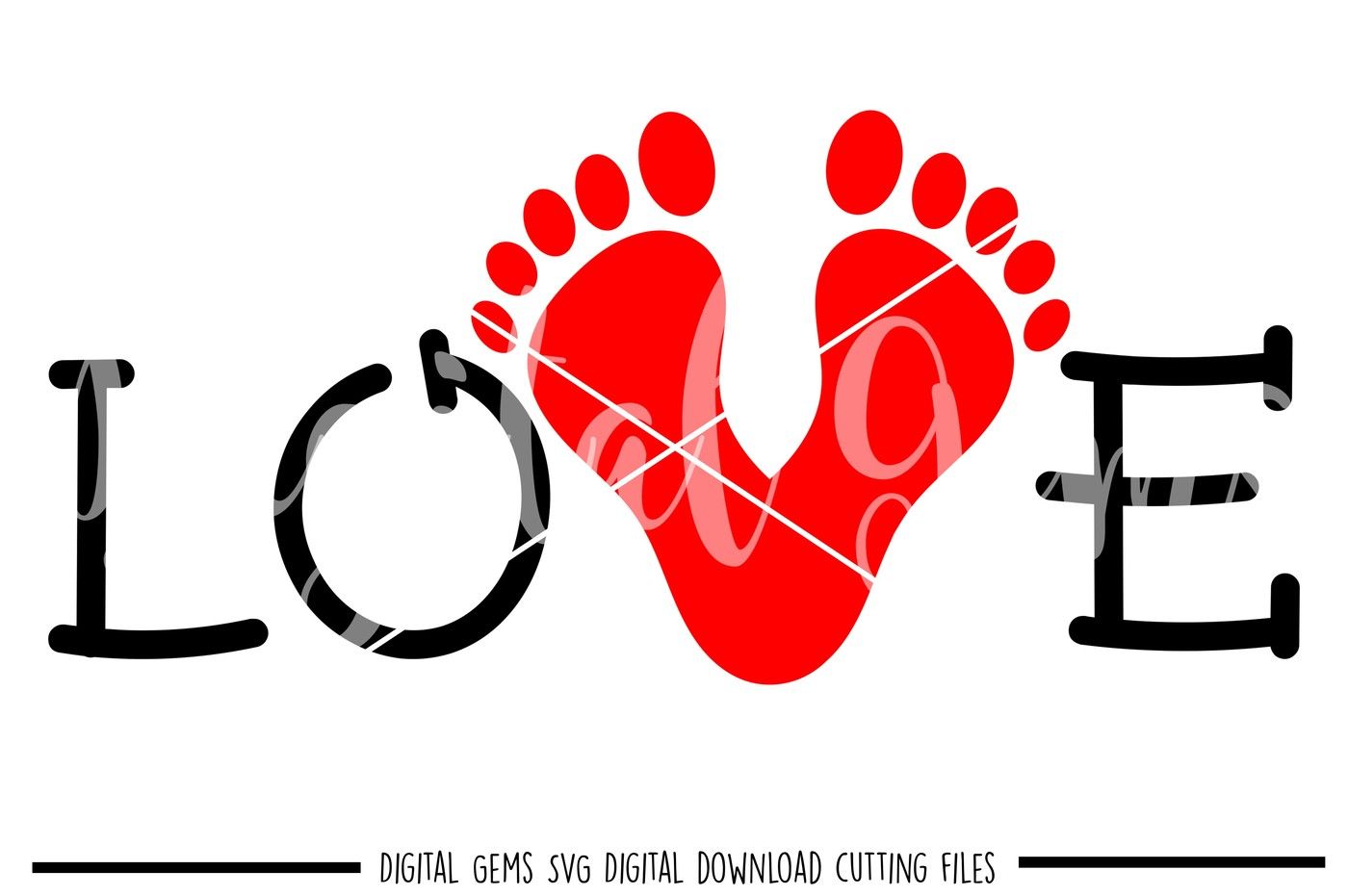 Love Footprint Svg Dxf Eps Png Files By Digital Gems Thehungryjpeg Com