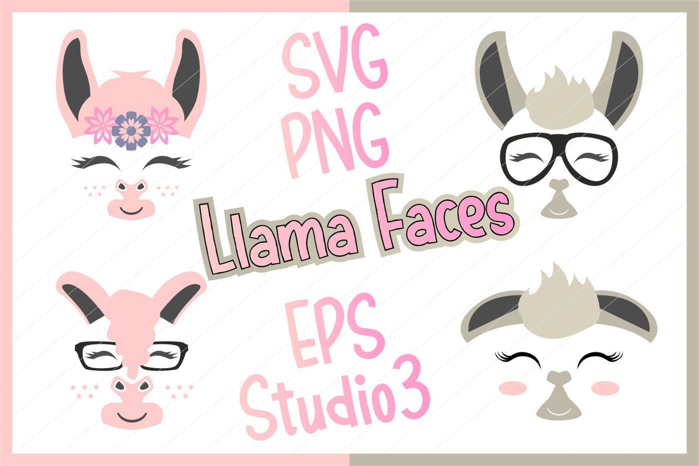 Download Free Svg Cut Files Design For Cricut Machine Silhouette Llama Face Svg