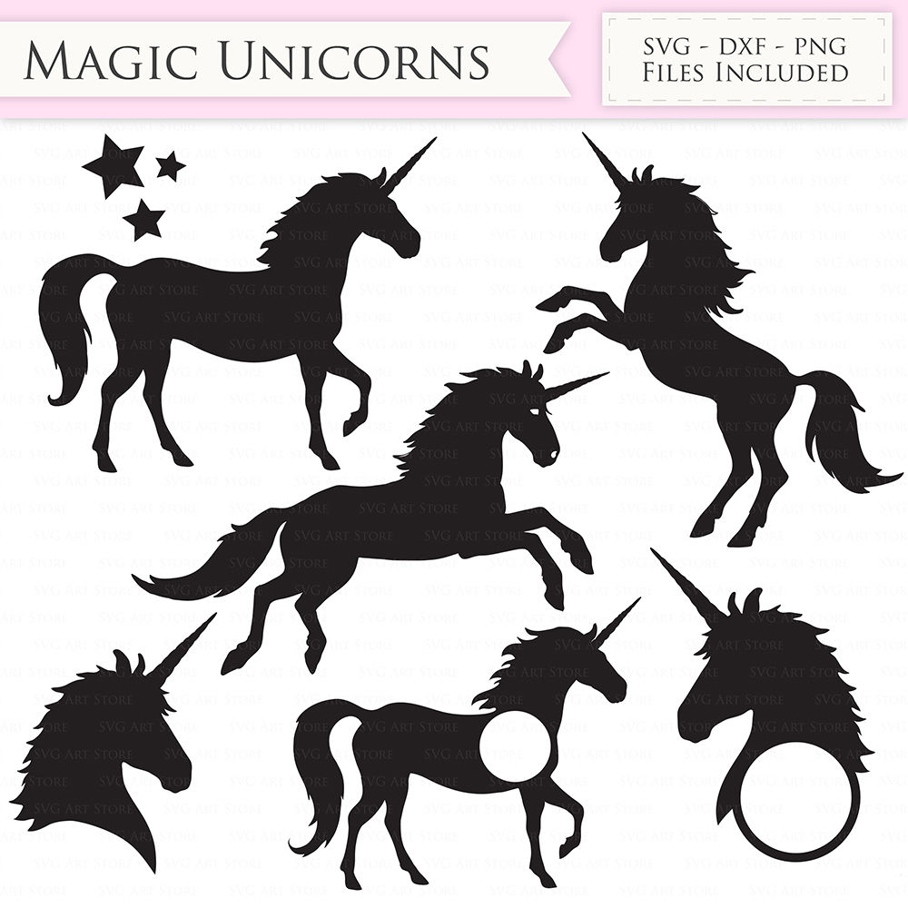 Magic Unicorns SVG Files - Unicorn Monogram Cut Files By SVGArtStore