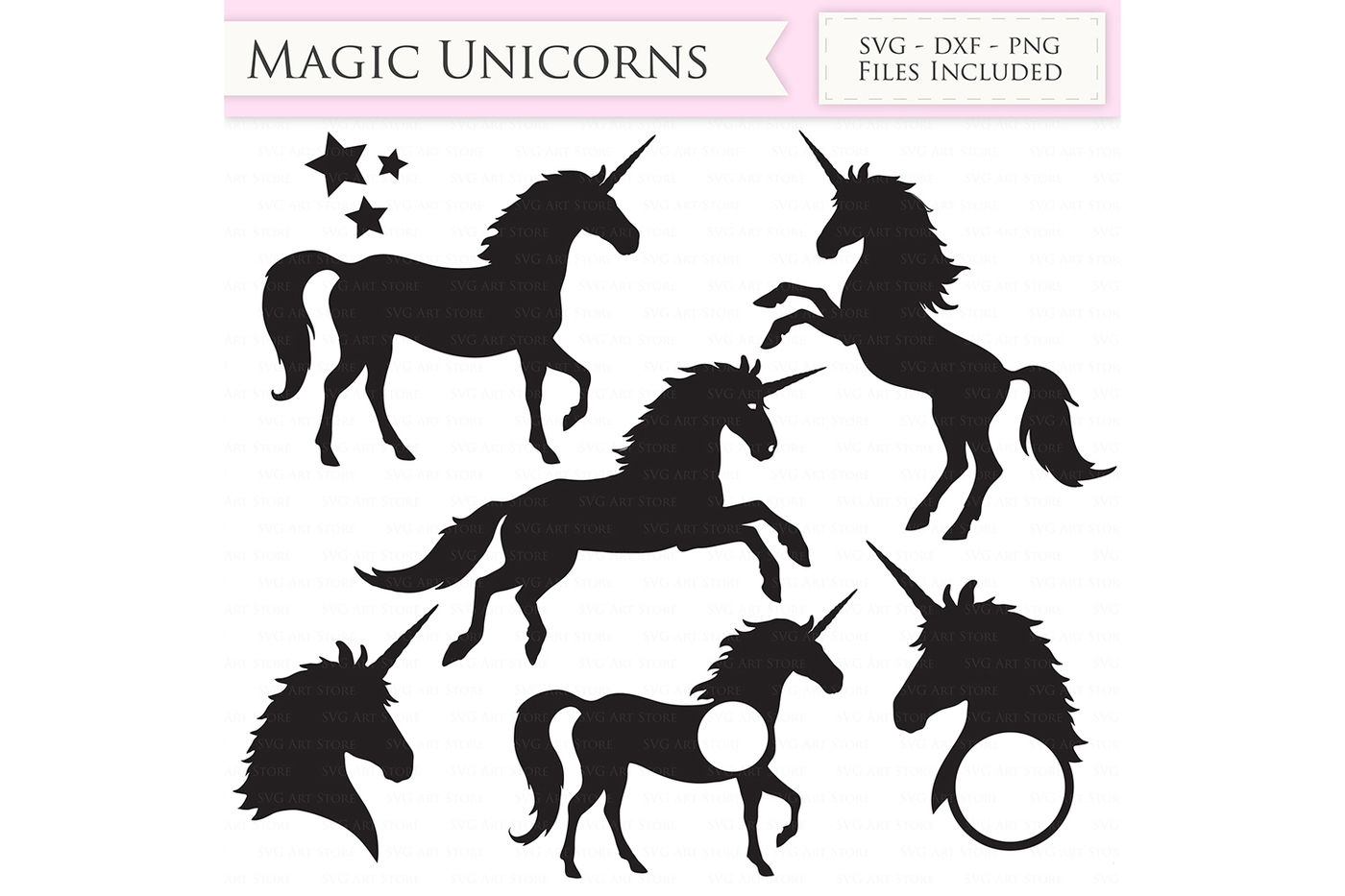 Magic Unicorns Svg Files Unicorn Monogram Cut Files By Svgartstore Thehungryjpeg Com