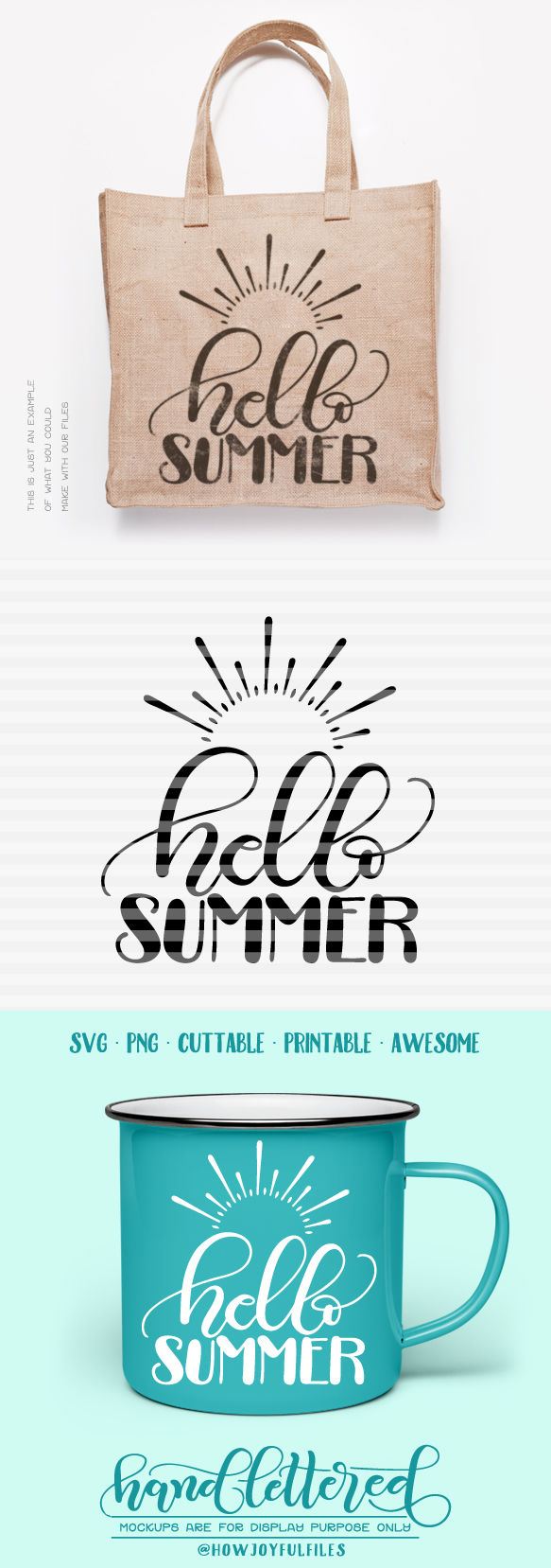 Download Hello summer - SVG - DXF - PDF files - hand drawn lettered ...