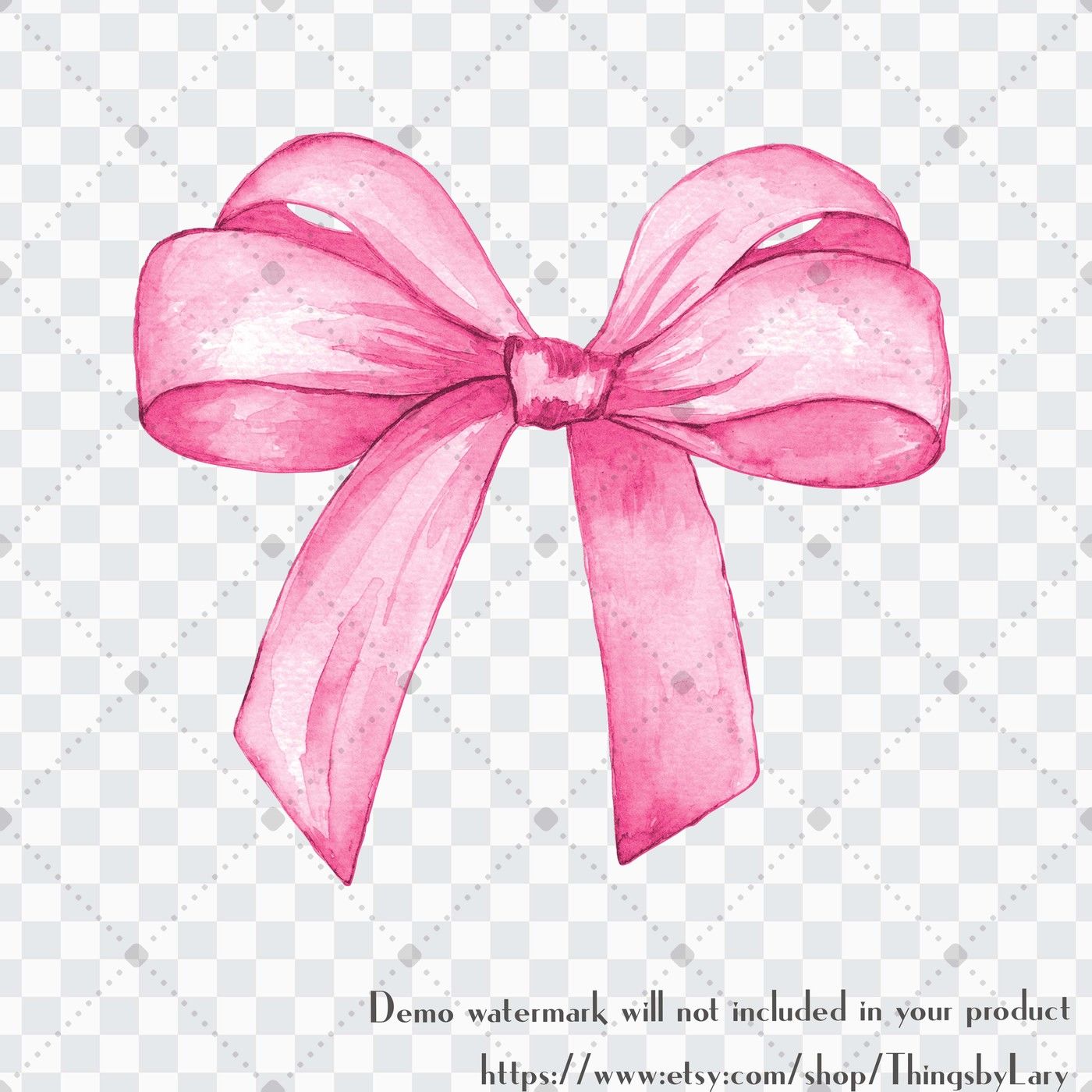 Watercolor pink ribbon bow Stock Illustration