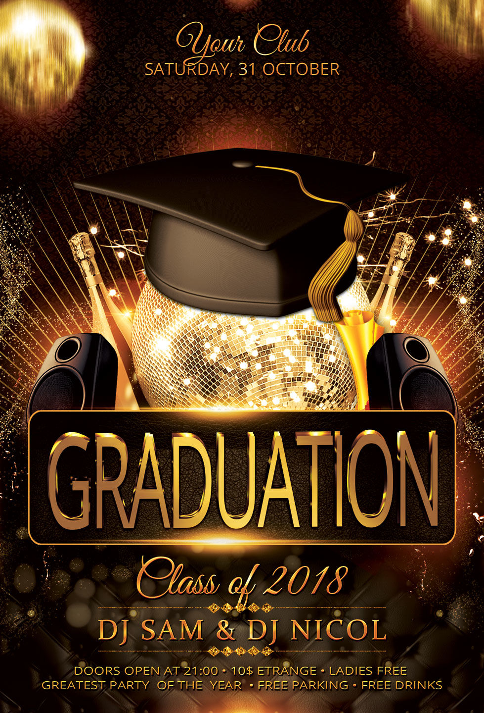 Graduation Party Flyer Template Prom By artolus TheHungryJPEG