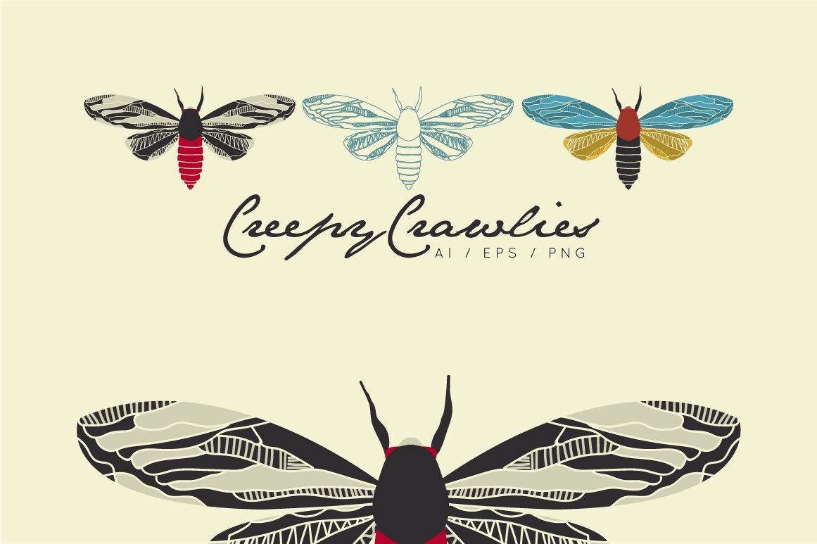 Creepy Crawlies Clipart Set By illuztrate | TheHungryJPEG.com