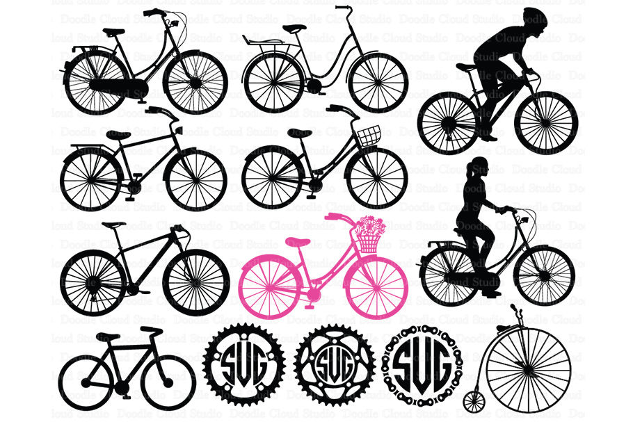 Bicycle Svg Biking Bike Svg Files For Silhouette Cameo And Cricut By Doodle Cloud Studio Thehungryjpeg Com