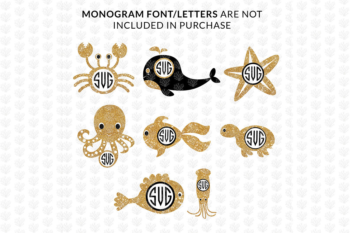 Download Sea Animal Monogram Frame Svg Bundle By CoralCuts ...