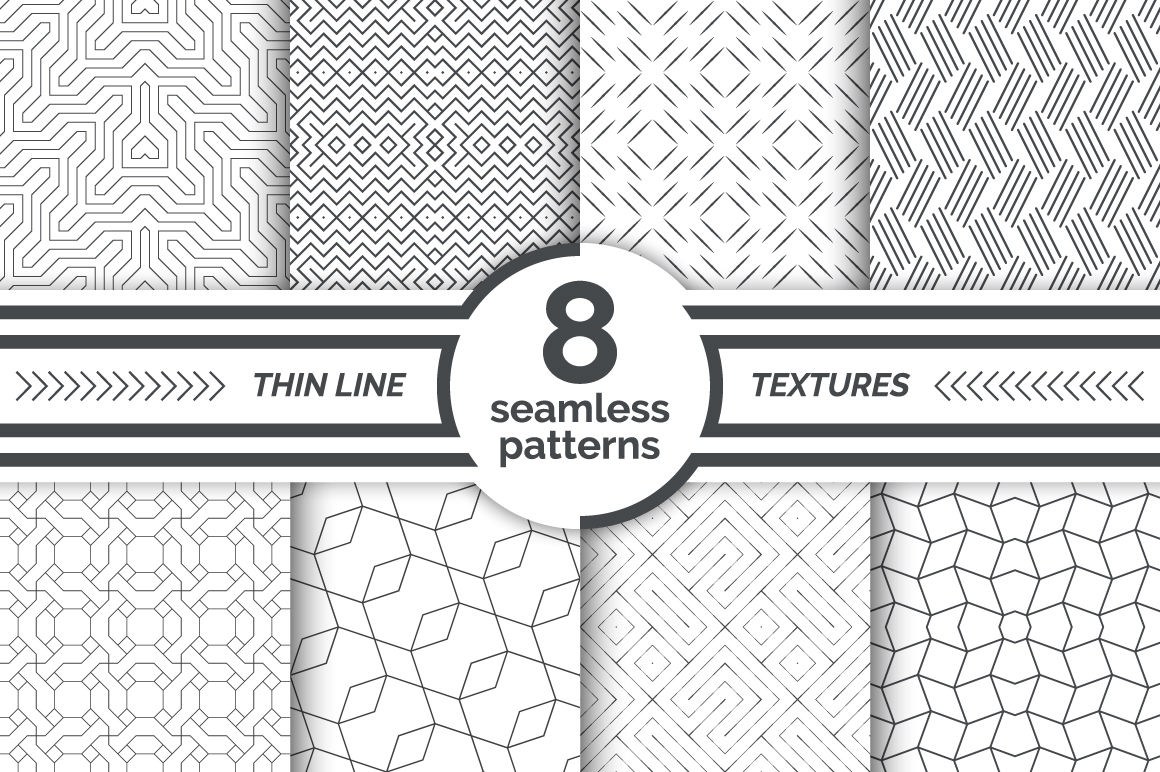 Thin Line Seamless Patterns By Graphic Shop Thehungryjpeg Com
