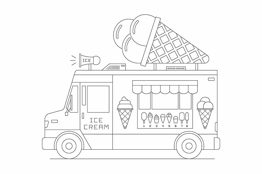Ice Cream truck illustration print by artist Payton C Turner — The Studio  of Payton C Turner