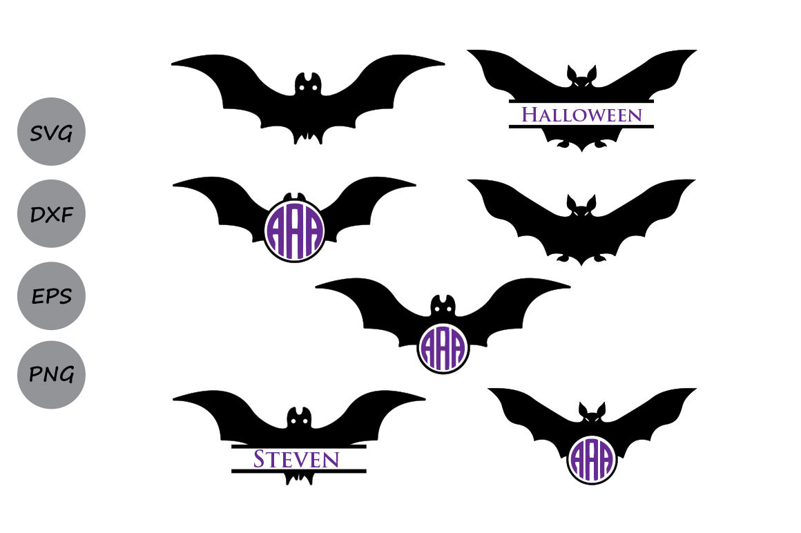 Halloween Bats Svg Halloween Svg Bats Monogram Svg Bats Silhouette By Cosmosfineart Thehungryjpeg Com