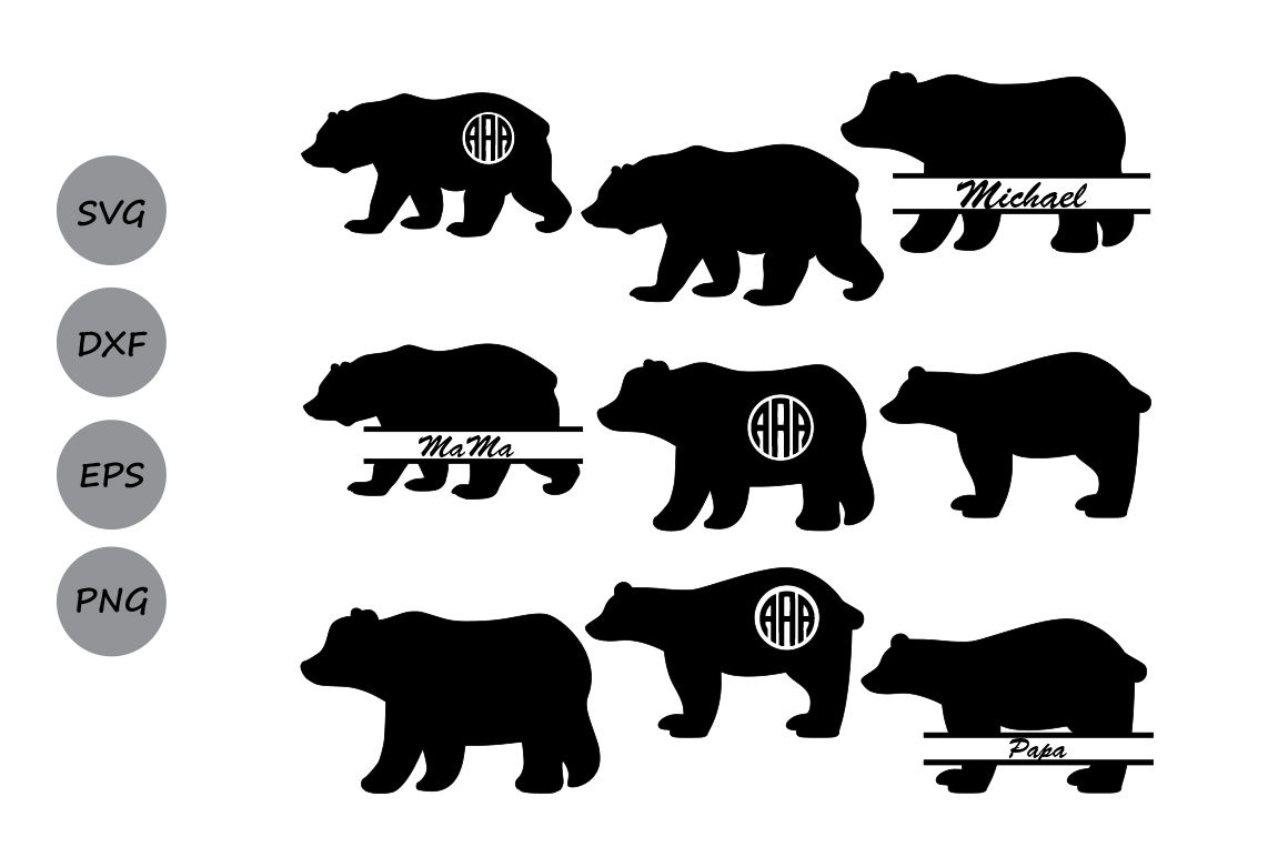 Download Bear Svg Cut File, bear monogram Svg, Bear clipart, svg, eps, dxf, png By CosmosFineArt ...