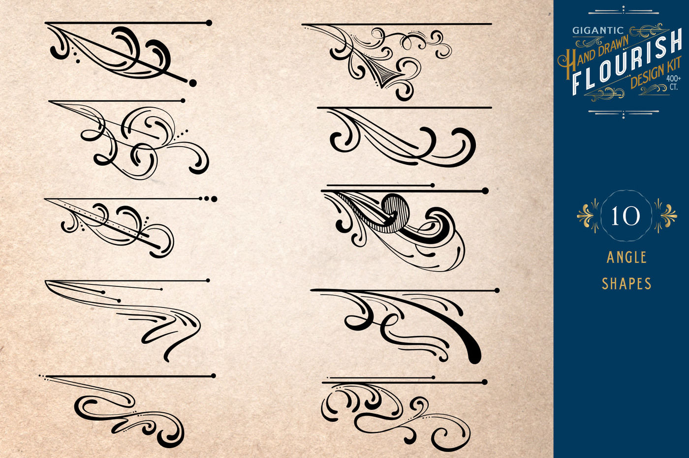 Hand Drawn Flourish Design Kit By Avalon Rose Design Thehungryjpeg Com