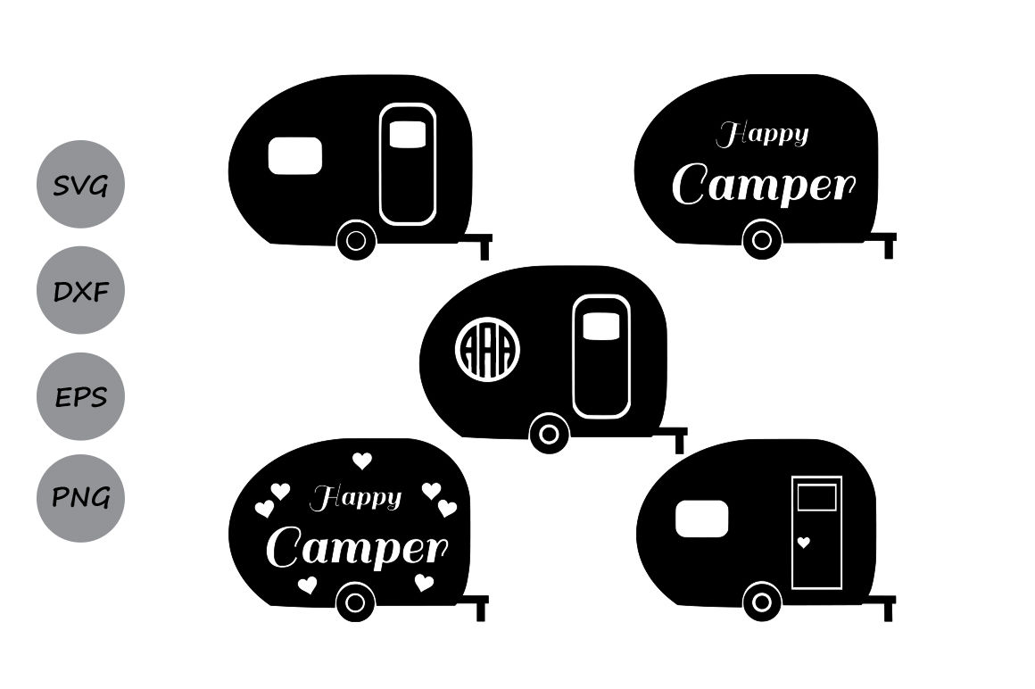 Download Camper SVG Cut Files, Camper Monogram SVG, Happy Camper SVG, Camping. By CosmosFineArt ...