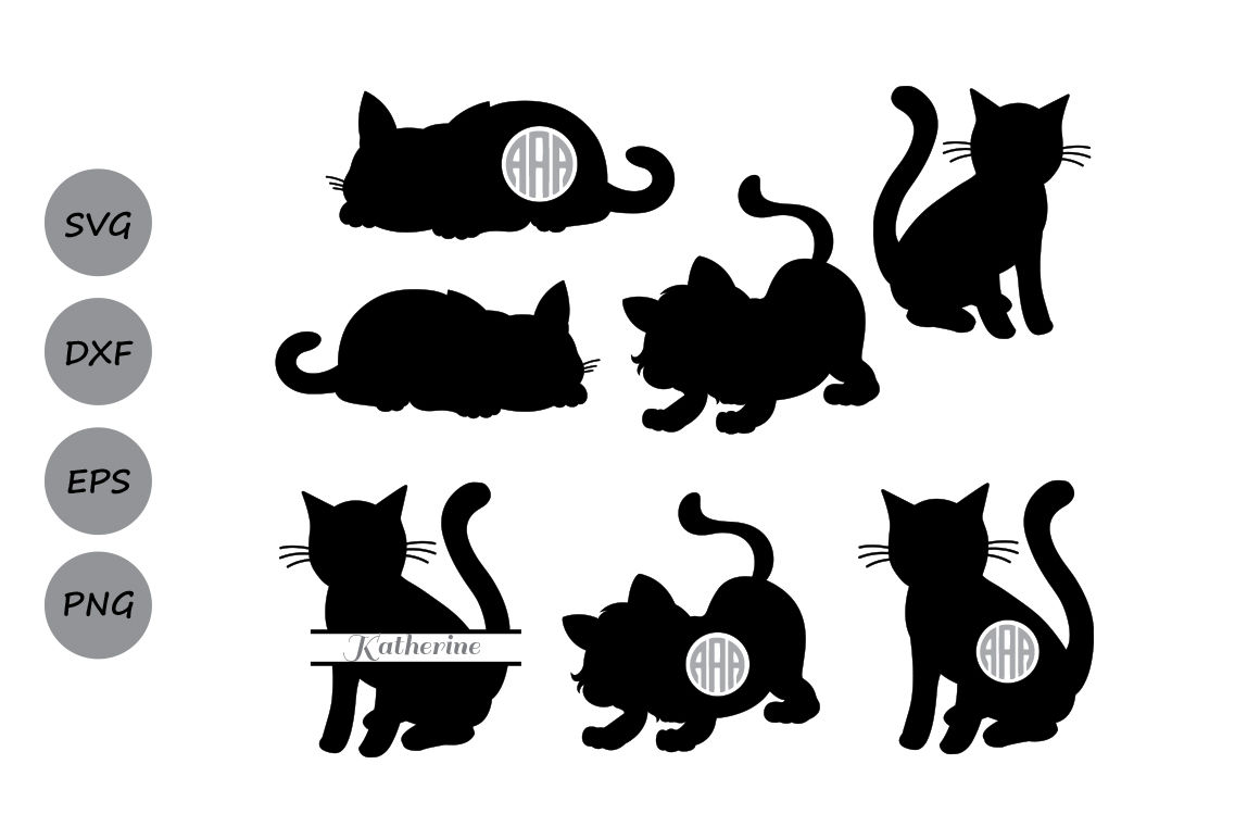Cat SVG cutting files, cat monogram svg, Kitty Svg, Kitten svg. By