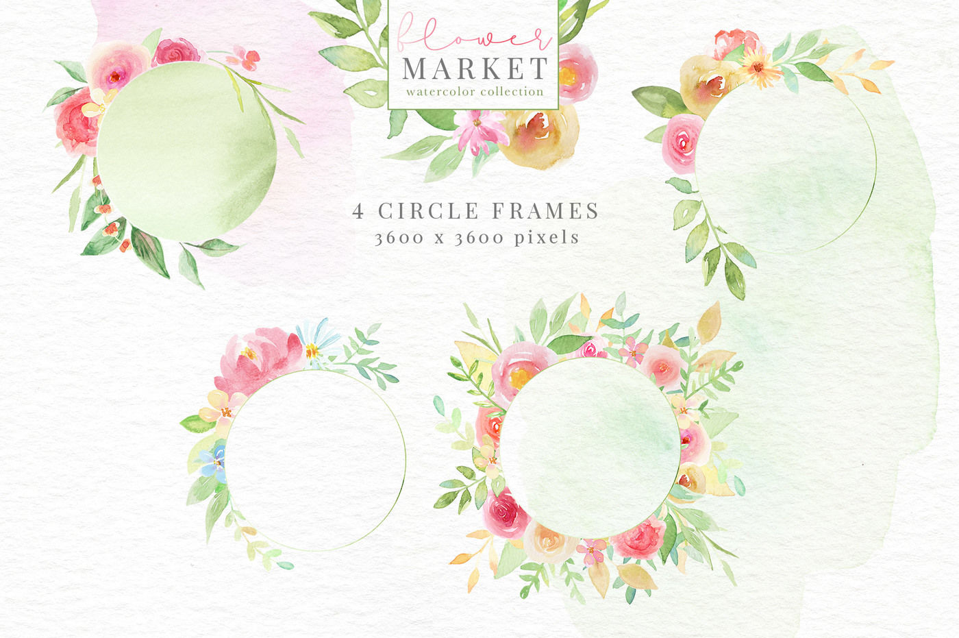 Flower Market Watercolor Collection By Avalon Rose Design Thehungryjpeg Com