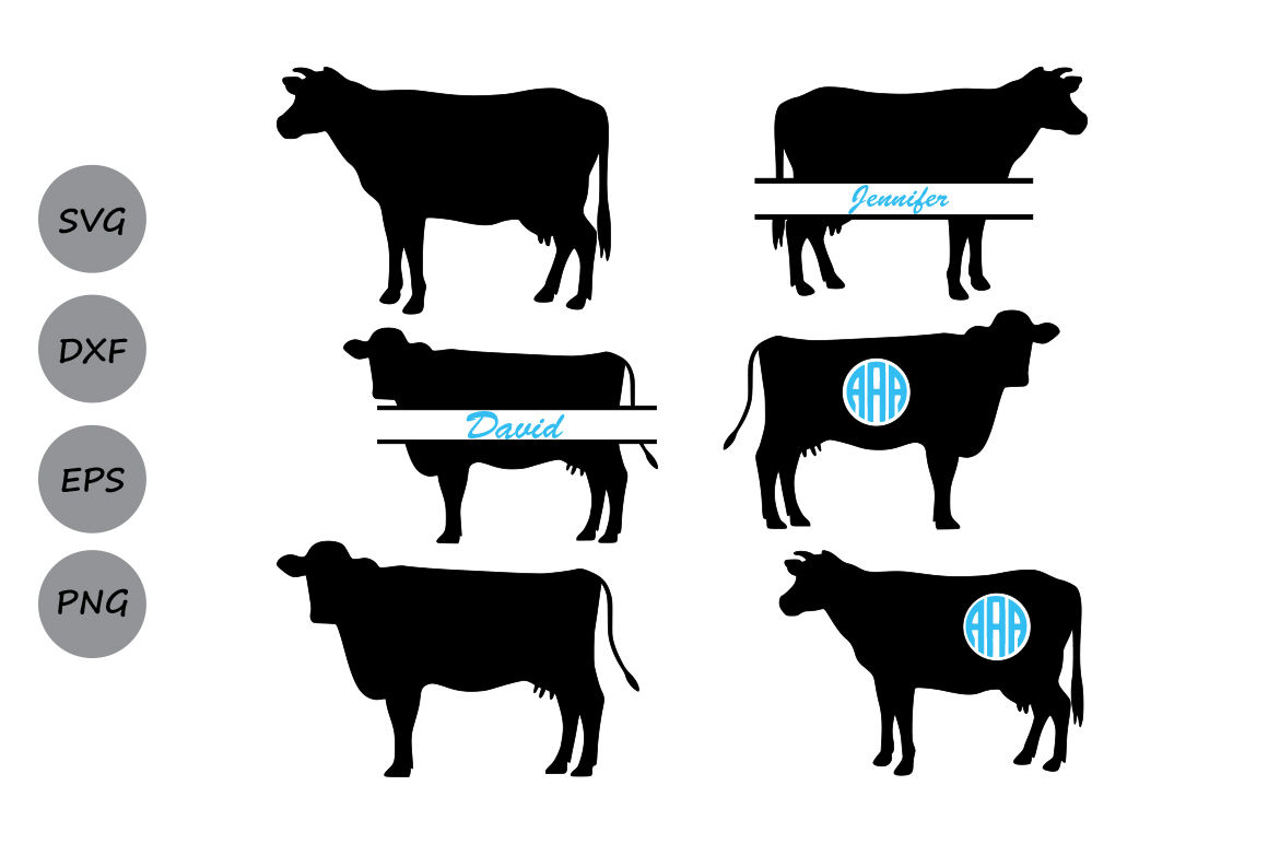 Cow Svg Cow Monogram Svg Farm Animal Cow Farm Svg Cow Silhouette By Cosmosfineart Thehungryjpeg Com