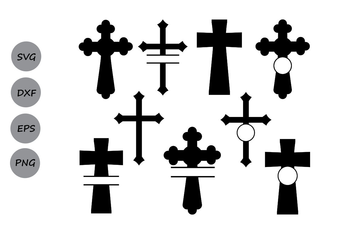 Cross Svg Silhouette Christian Cross Svg Cut Files Cross Monogram By Cosmosfineart Thehungryjpeg Com