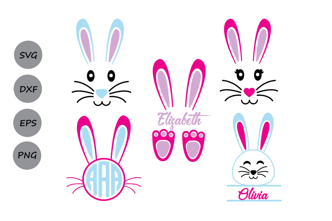 Easter Bunny Bundle SVG Bunny Svg Cut file Easter SVG Rabbit svg Easter bunny Tail svg Frame Monogram svg Cricut Htv Cut file Svg Png Dxf
