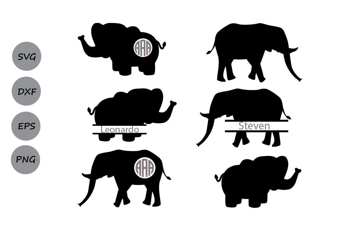 Download Elephant Svg Monogram Elephant Svg File Baby Elephant Svg Svg Dxf By Cosmosfineart Thehungryjpeg Com