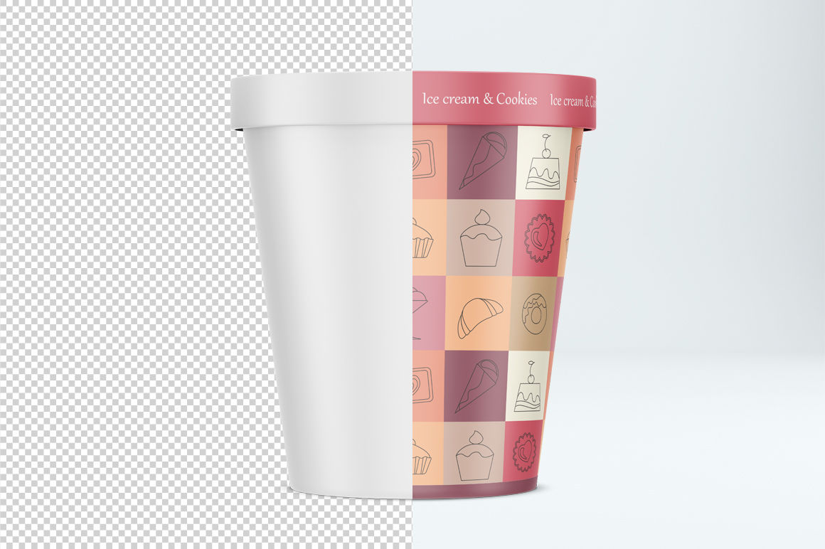 Download Kraft Ice Cream Cup With Plastic Cap Mockup Front View Free Mockups Psd Template Design Assets PSD Mockup Templates