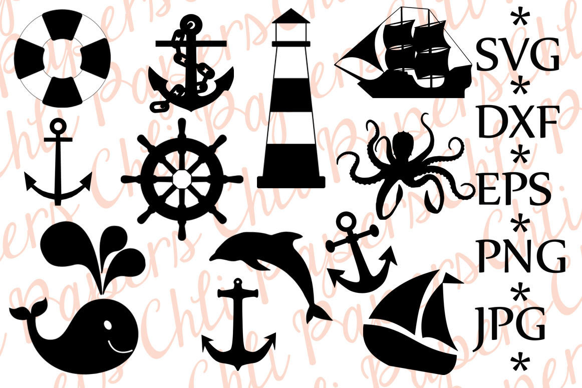 Nautical Svg,Nautical Silhouette Svg cut files, By ChiliPapers | TheHungryJPEG.com