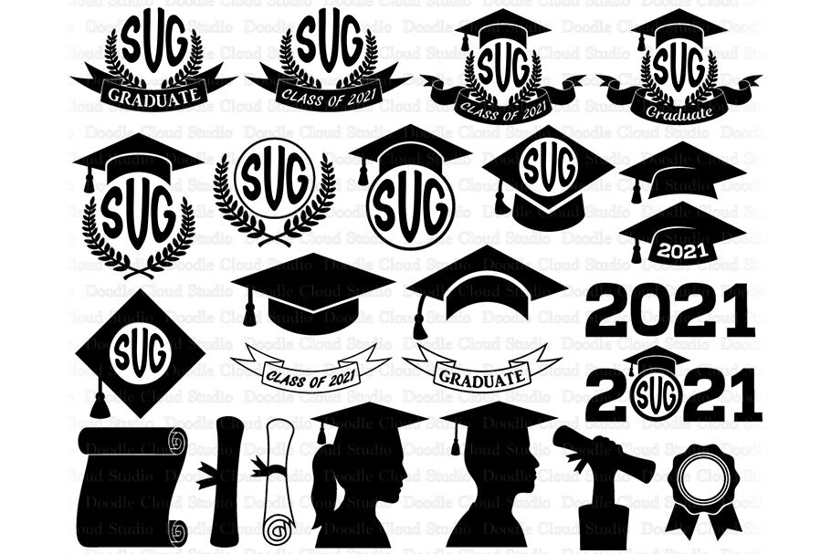 Download 2021 Graduation Monogram SVG, Graduation Hat svg, Graduate SVG. By Doodle Cloud Studio ...